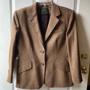 Lauren Ralph Lauren Glen Plaid Shetland Wool blazer riding jacket